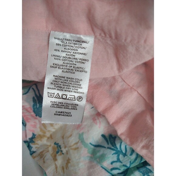 Loft Top XXL Pink Floral Puff Sleeve Popover Blouse Lace Tiered Country Cottage - Picture 6 of 8